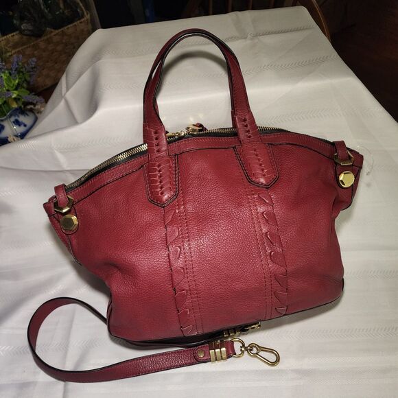 orYANY Cassie Raspberry Pebbled Leather XL Satchel Bag Detachable Shldr Strap - Picture 6 of 16